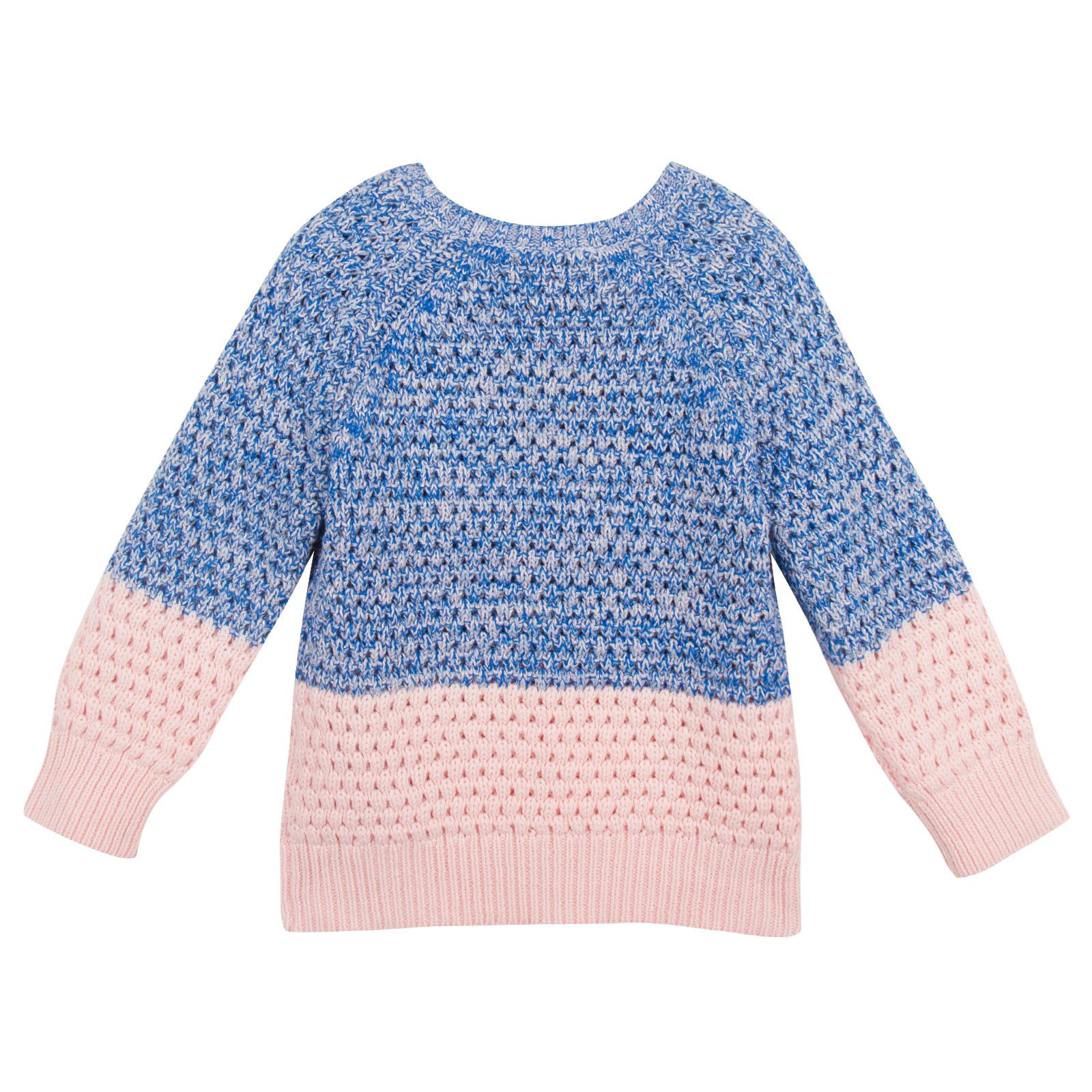 Girls Blue&Pink Two Tone Sweater With Embroidered Heart Logo - CÉMAROSE | Children's Fashion Store - 2
