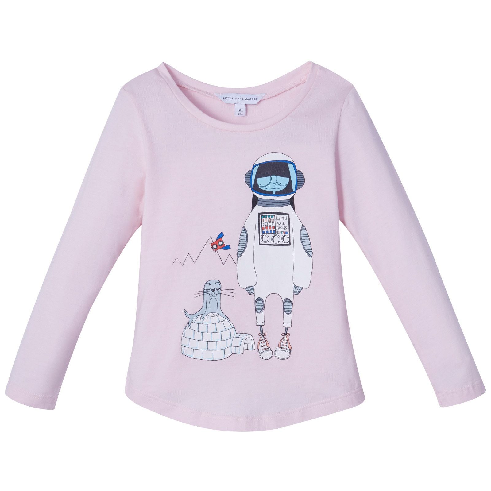Girls Pink 'Miss Marc' Spaceman Printed T-Shirt - CÉMAROSE | Children's Fashion Store - 1