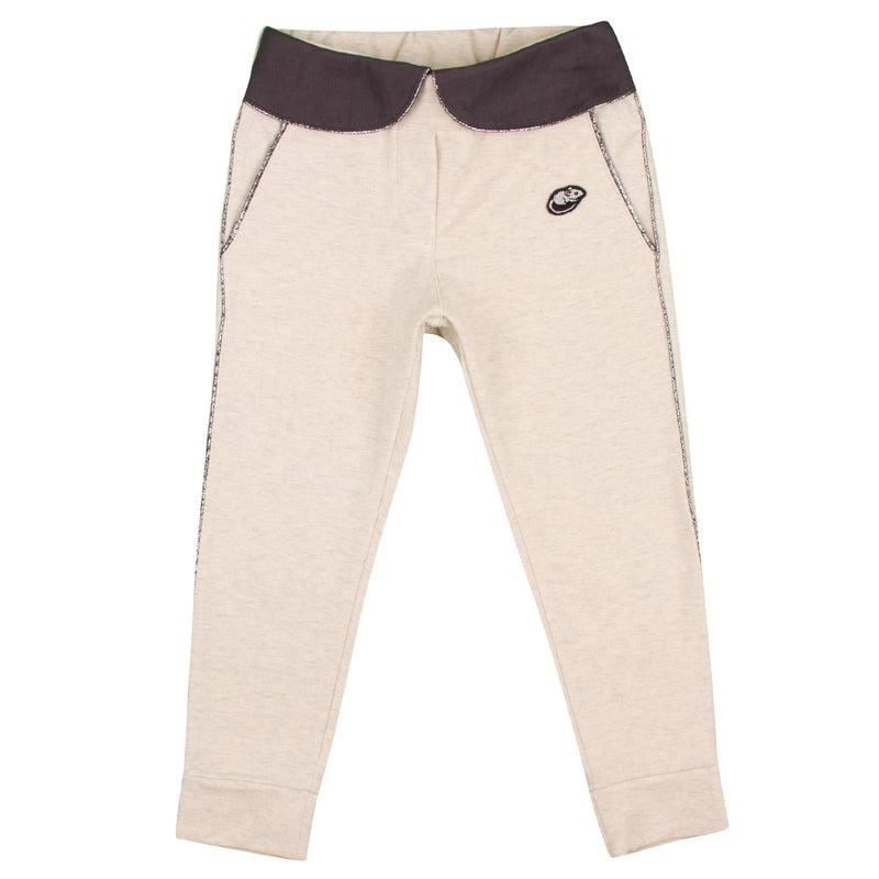 Girls Beige&Grey Cotton Jersey Tracksuit Trousers - CÉMAROSE | Children's Fashion Store - 1