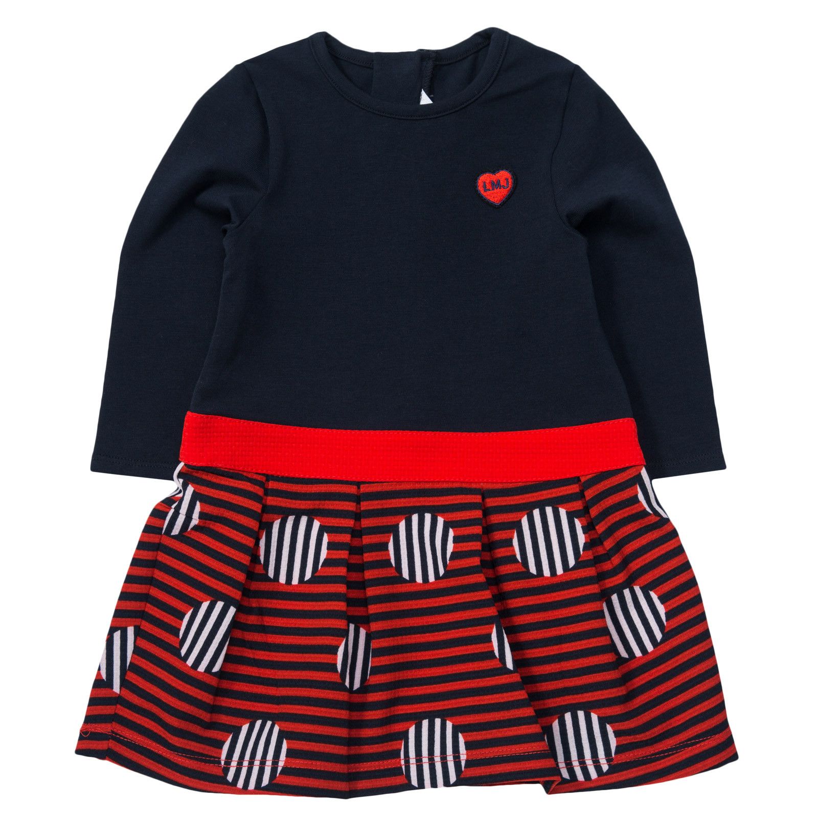 Baby Girls Navy Blue&Red Geometric Print Dress - CÉMAROSE | Children's Fashion Store - 1