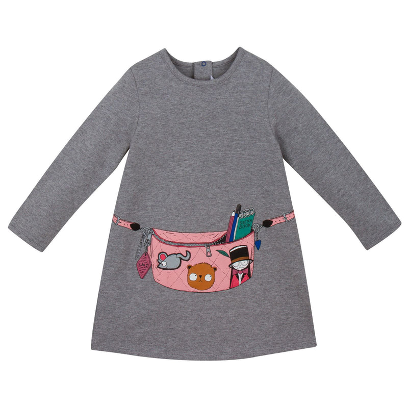 Baby Girls Grey Jersey 'Handbag' Printed Dress - CÉMAROSE | Children's Fashion Store - 1