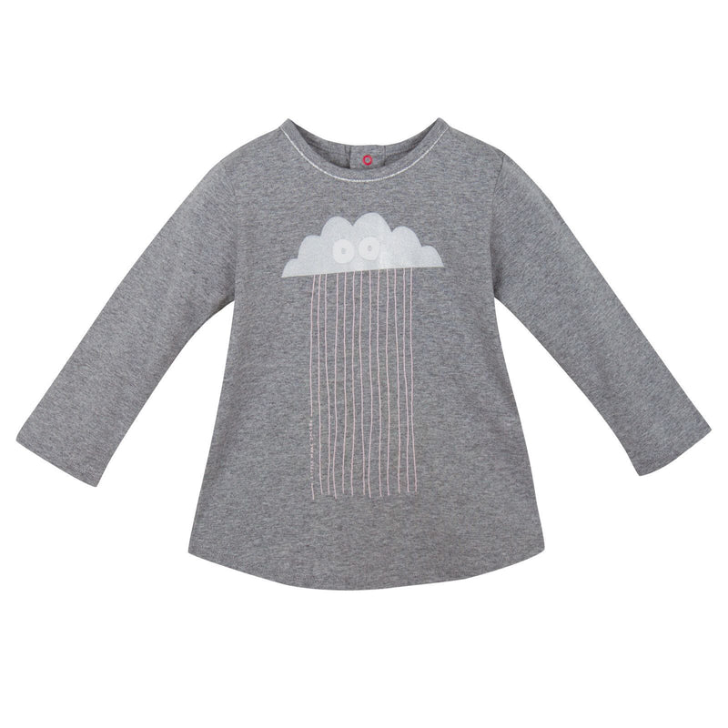 Baby Girls Grey 'Cloud&Rain' Printed T-Shirt - CÉMAROSE | Children's Fashion Store - 1
