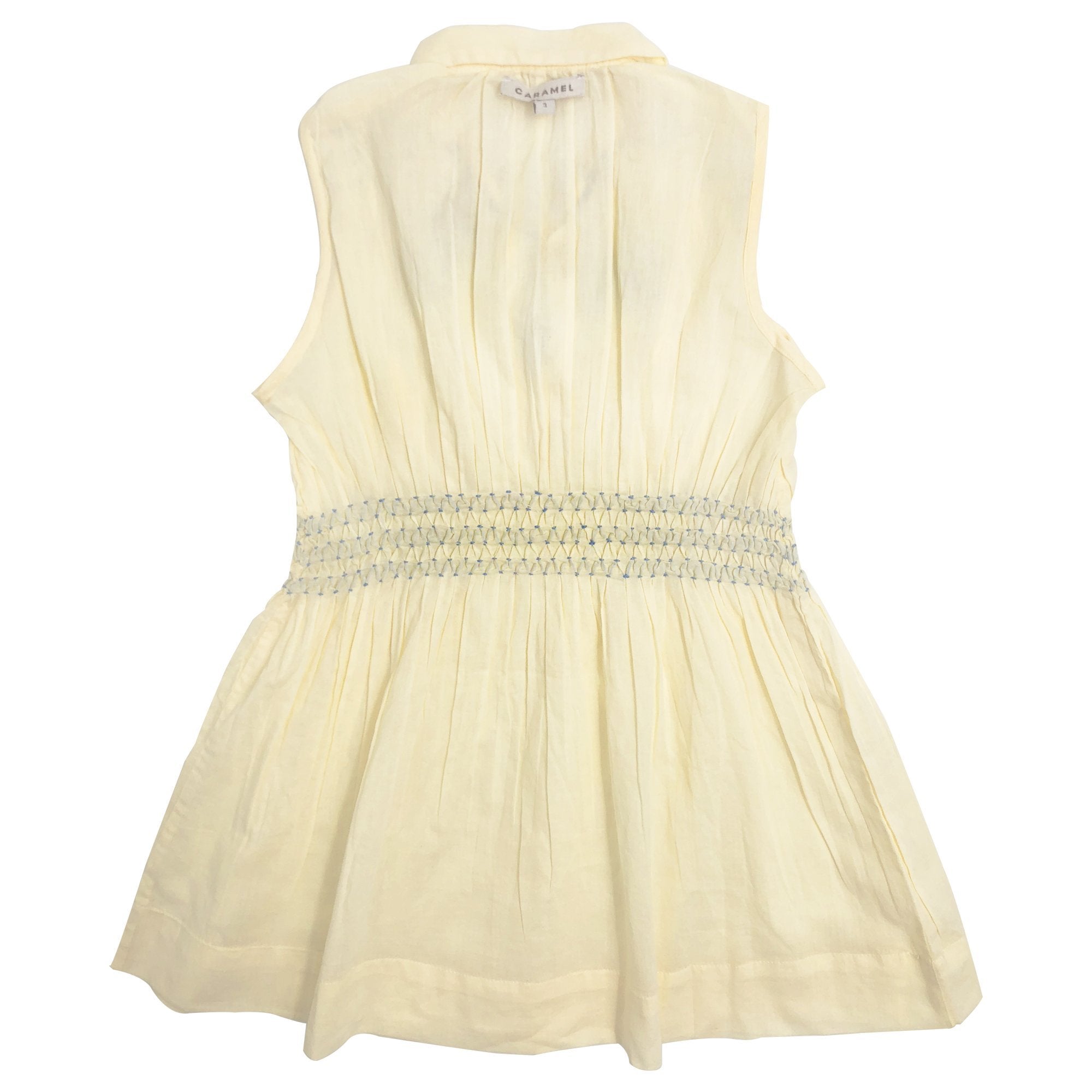Girls Light Yellow Cotton Woven Dress