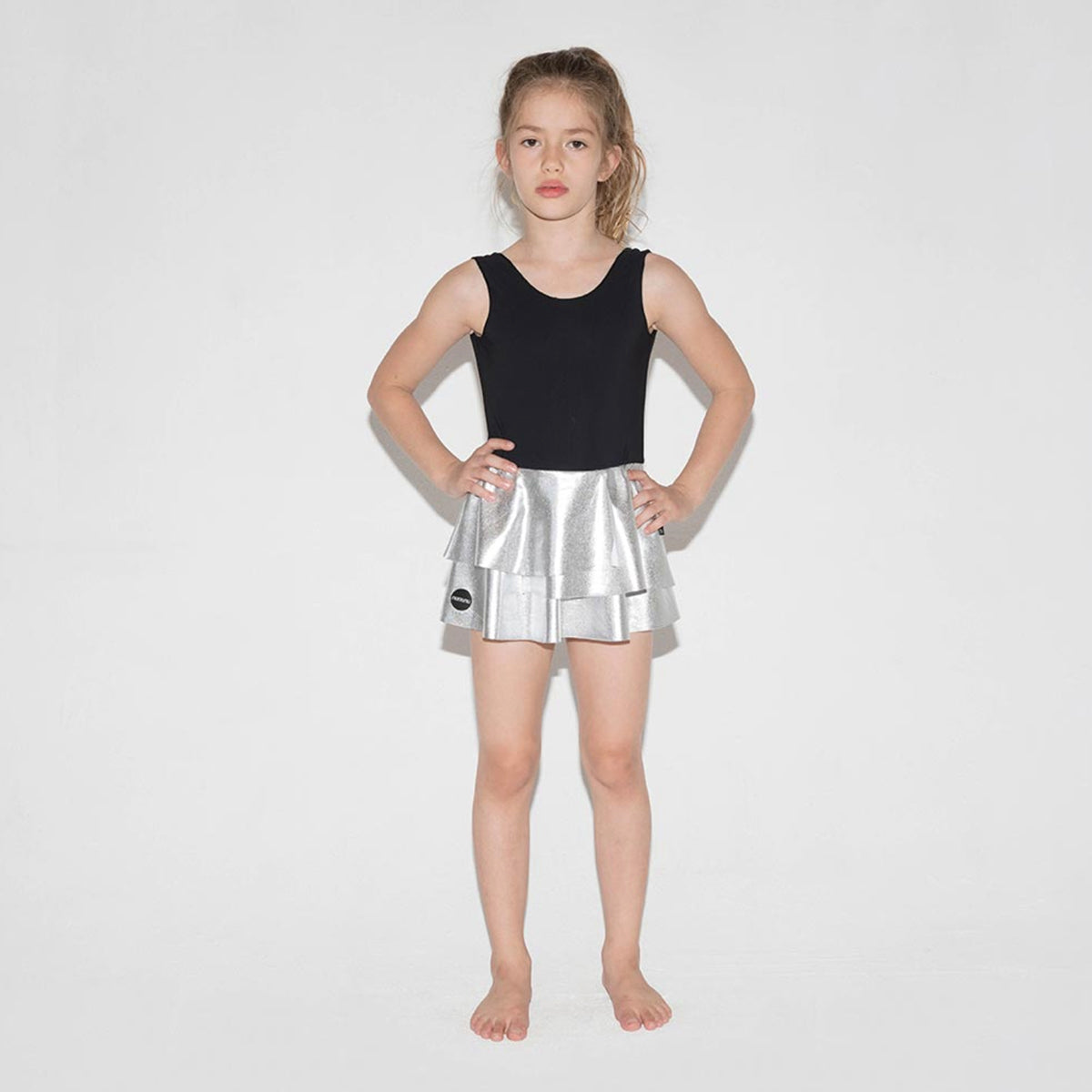 Girls Silver Black Skirts