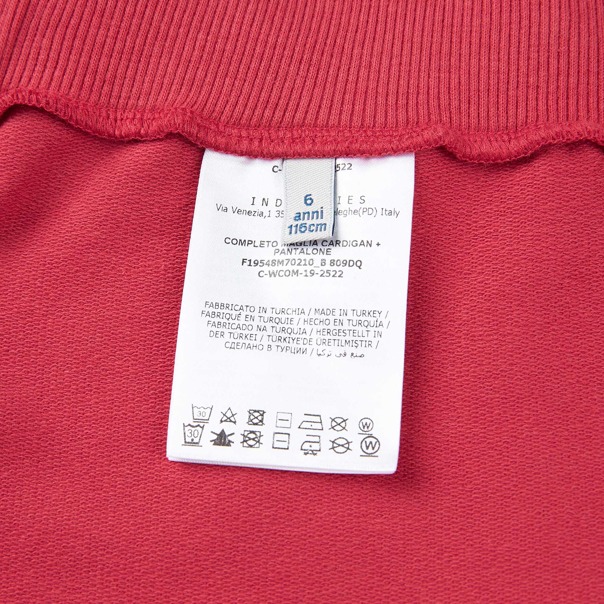 Girls Red Cotton Tracksuit
