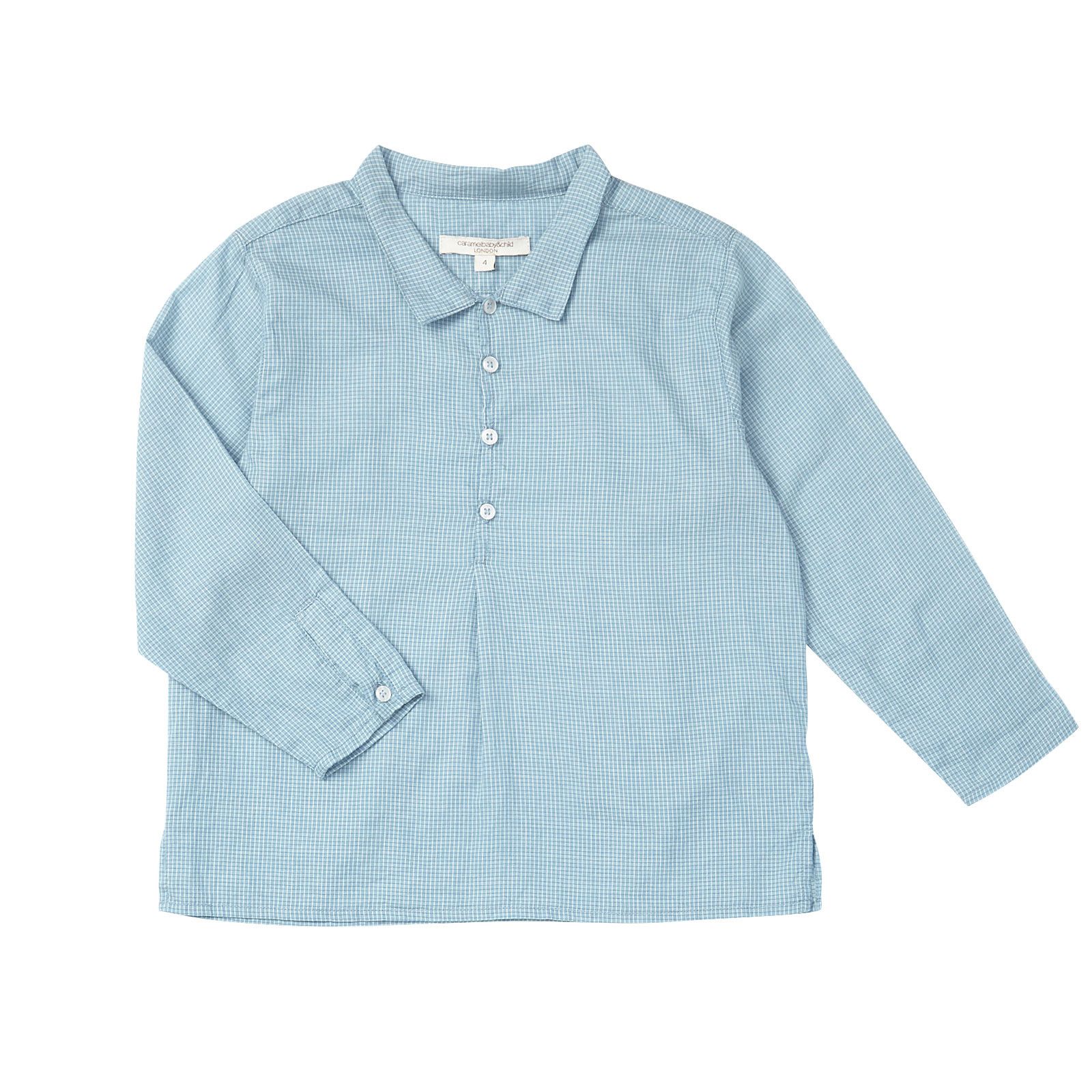 Baby Boys Blue Grid Cotton Alkanet Shirt - CÉMAROSE | Children's Fashion Store