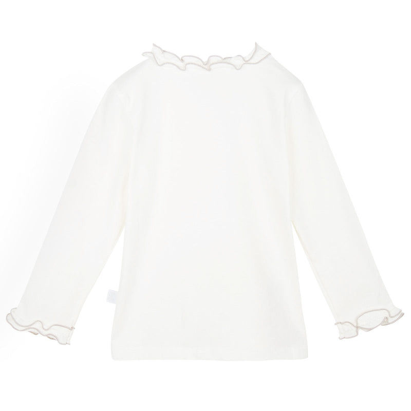 Girls Ivory&Grey Gold Trim Frill Collar T-Shirts - CÉMAROSE | Children's Fashion Store - 2