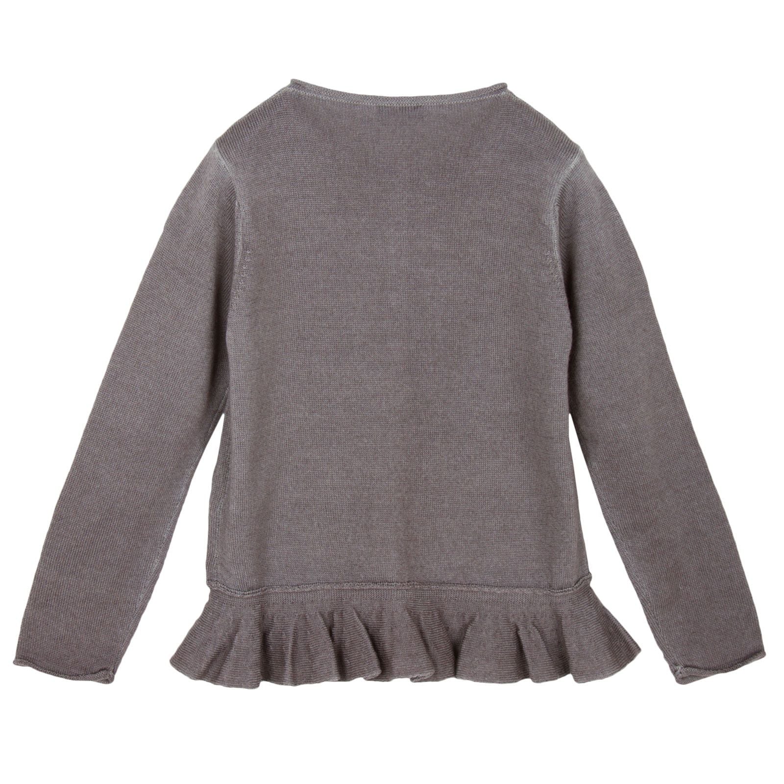 Girls Dark Grey Knitted Cardigan With Peplum Hem - CÉMAROSE | Children's Fashion Store - 2
