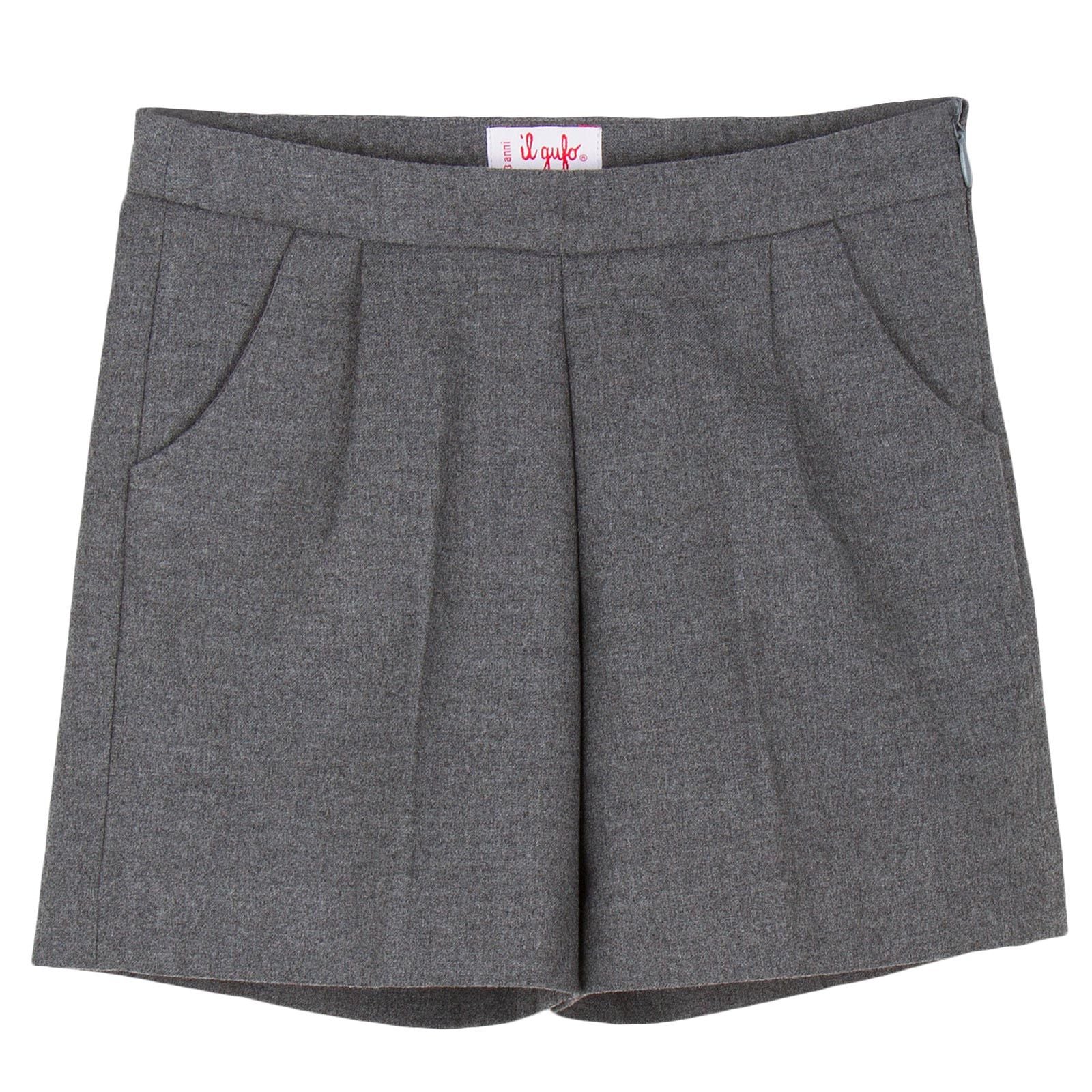 Girls Dark Grey Synthetic Wool Bermuda Short - CÉMAROSE | Children's Fashion Store - 1