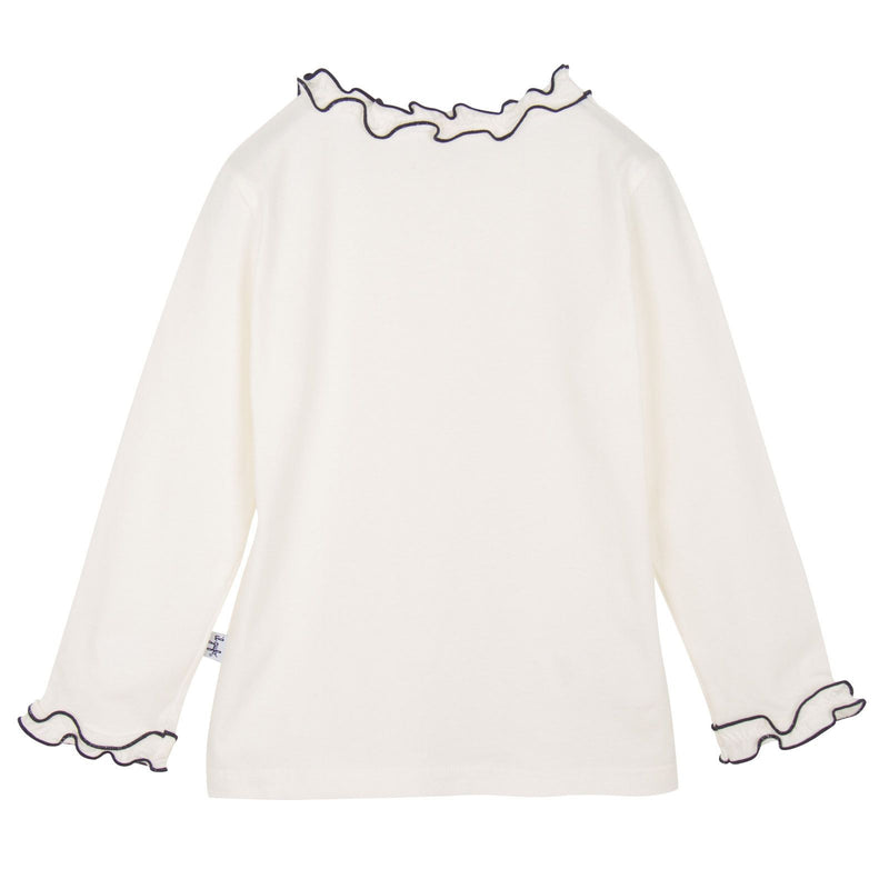 Girls Ivory&Navy Blue Gold Trim Frill Collar T-Shirt - CÉMAROSE | Children's Fashion Store - 2