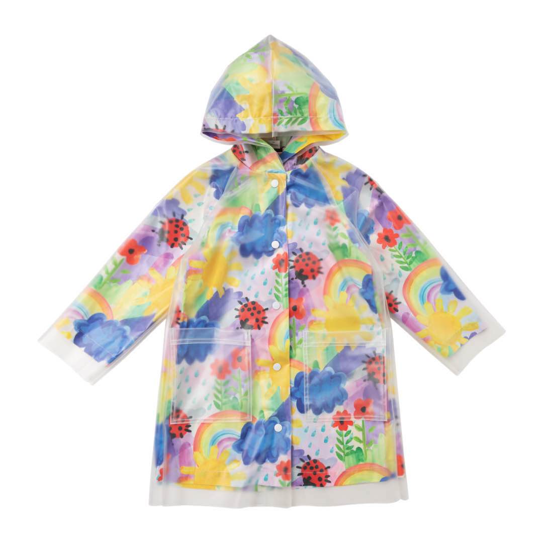 Girls White Weather Paint Raincoat