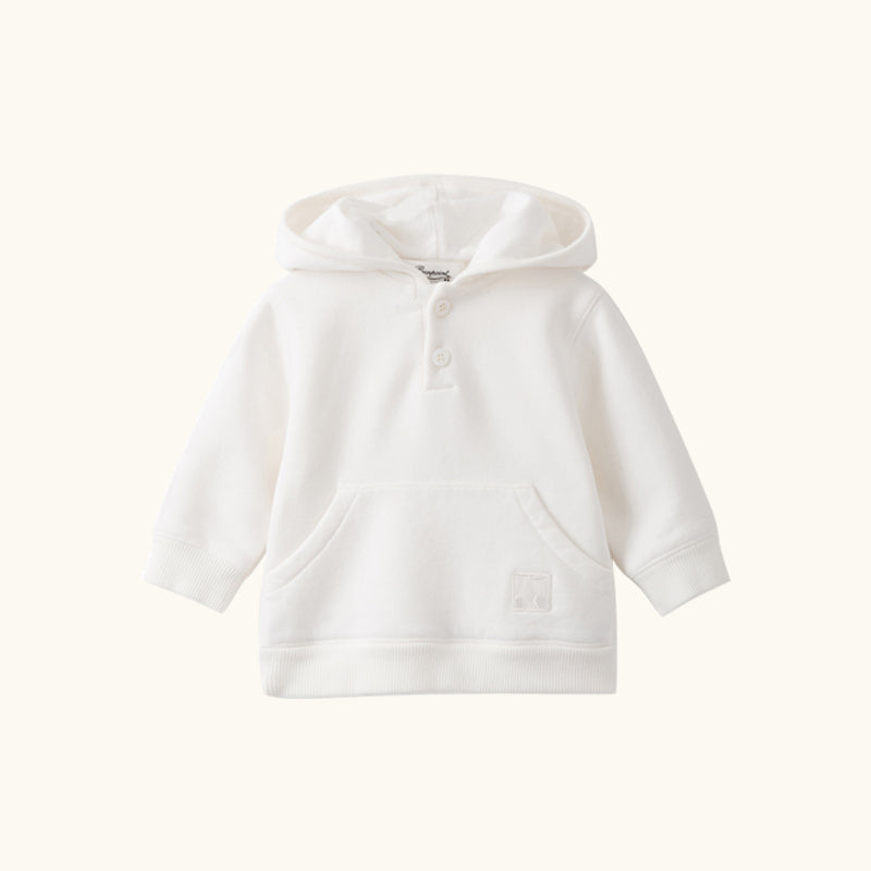 Baby Boys & Girls Off White Cotton Hoodie