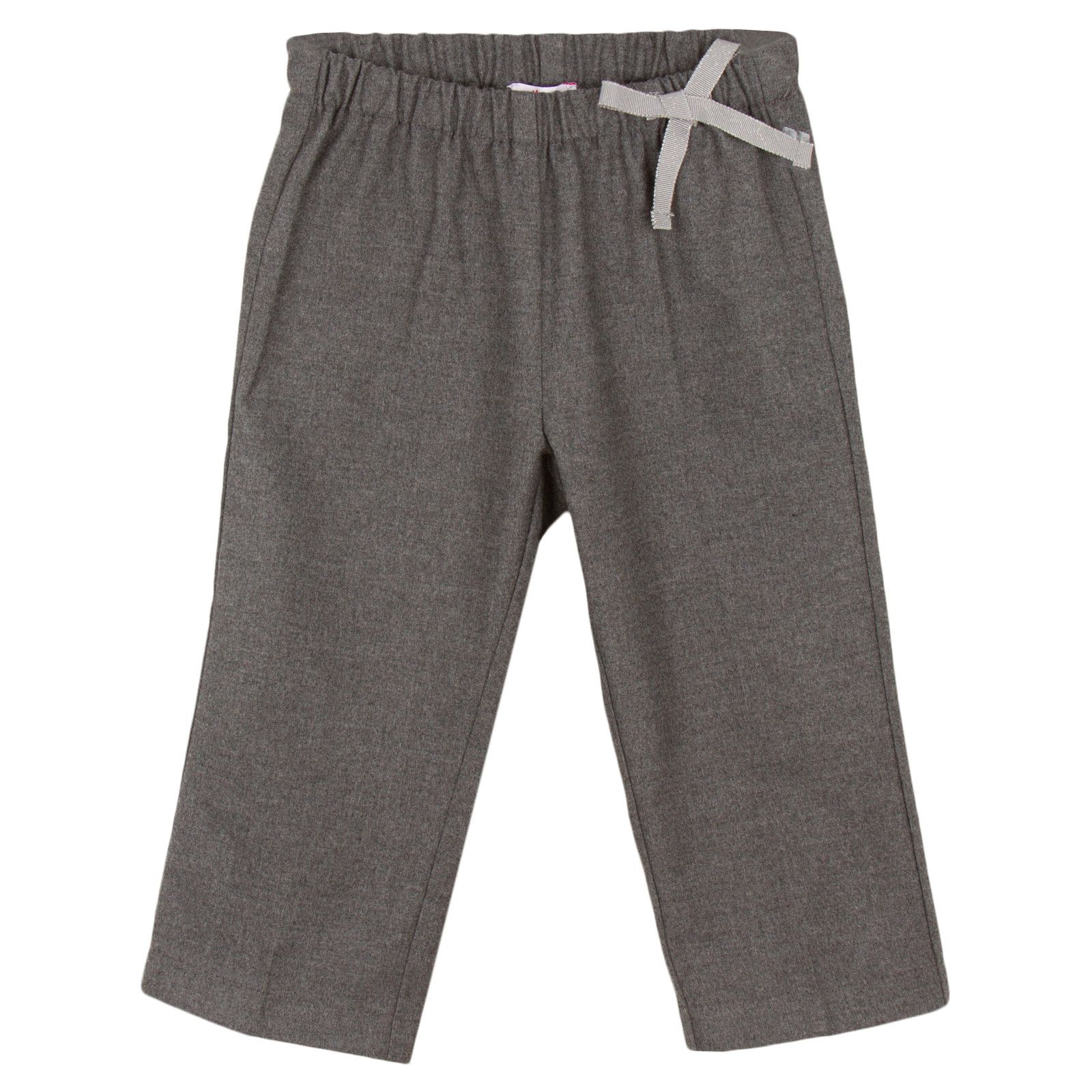 Girls Grey Capri Pants With a Silver Sparkle Bow - CÉMAROSE | Children's Fashion Store - 1