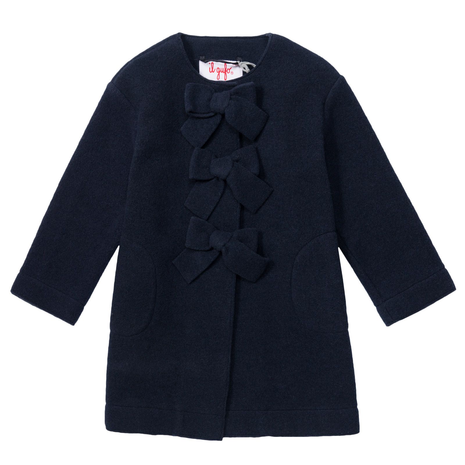 Girls Navy Blue Fancy Bows Trims Coat - CÉMAROSE | Children's Fashion Store - 1