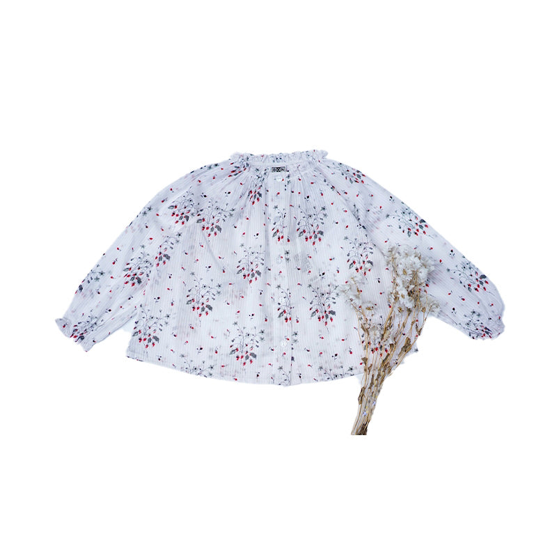 Chemise en coton à fleurs blanche pour bébés filles