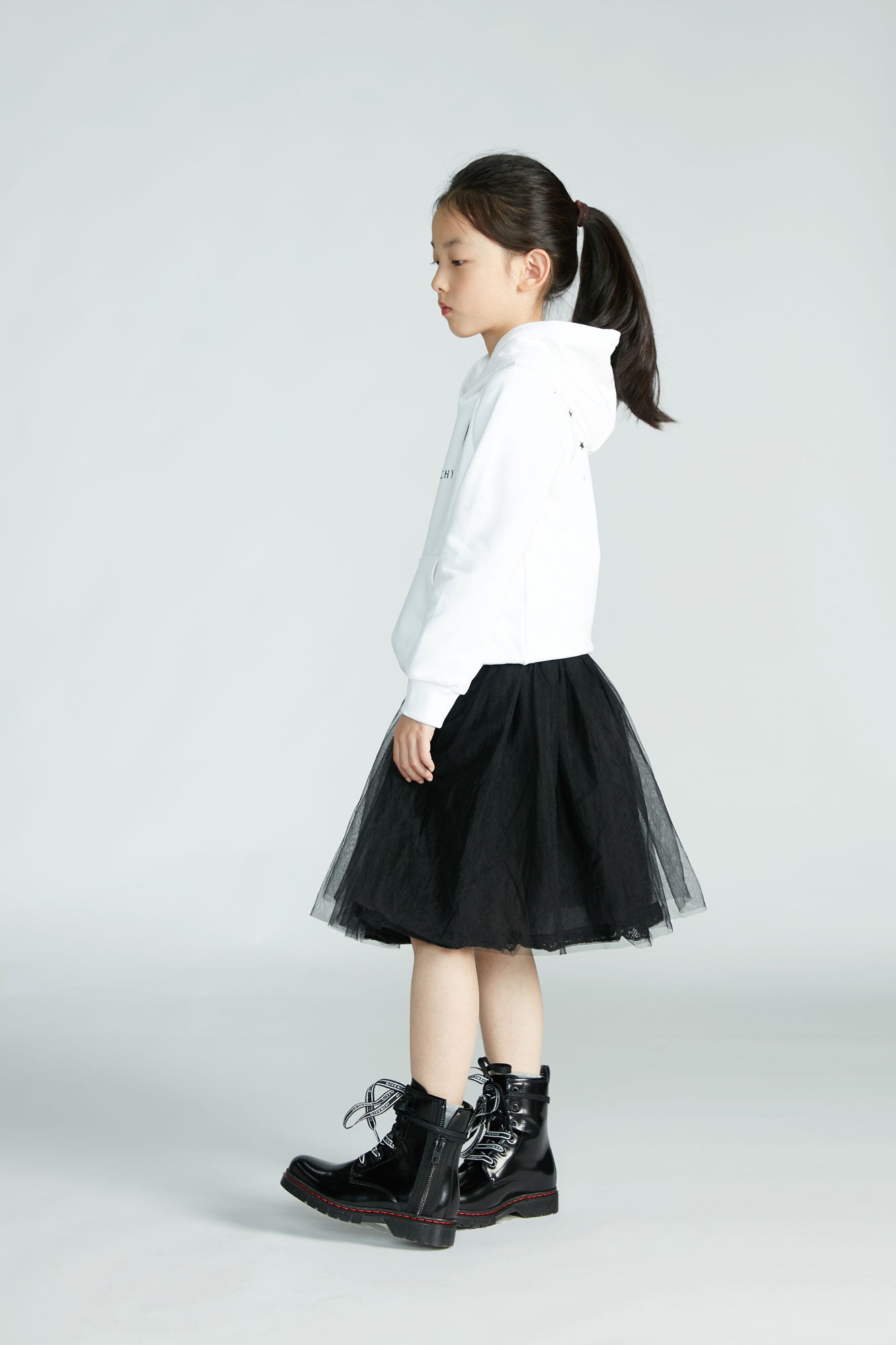 Girls White Hooded Cotton Sweatshirt