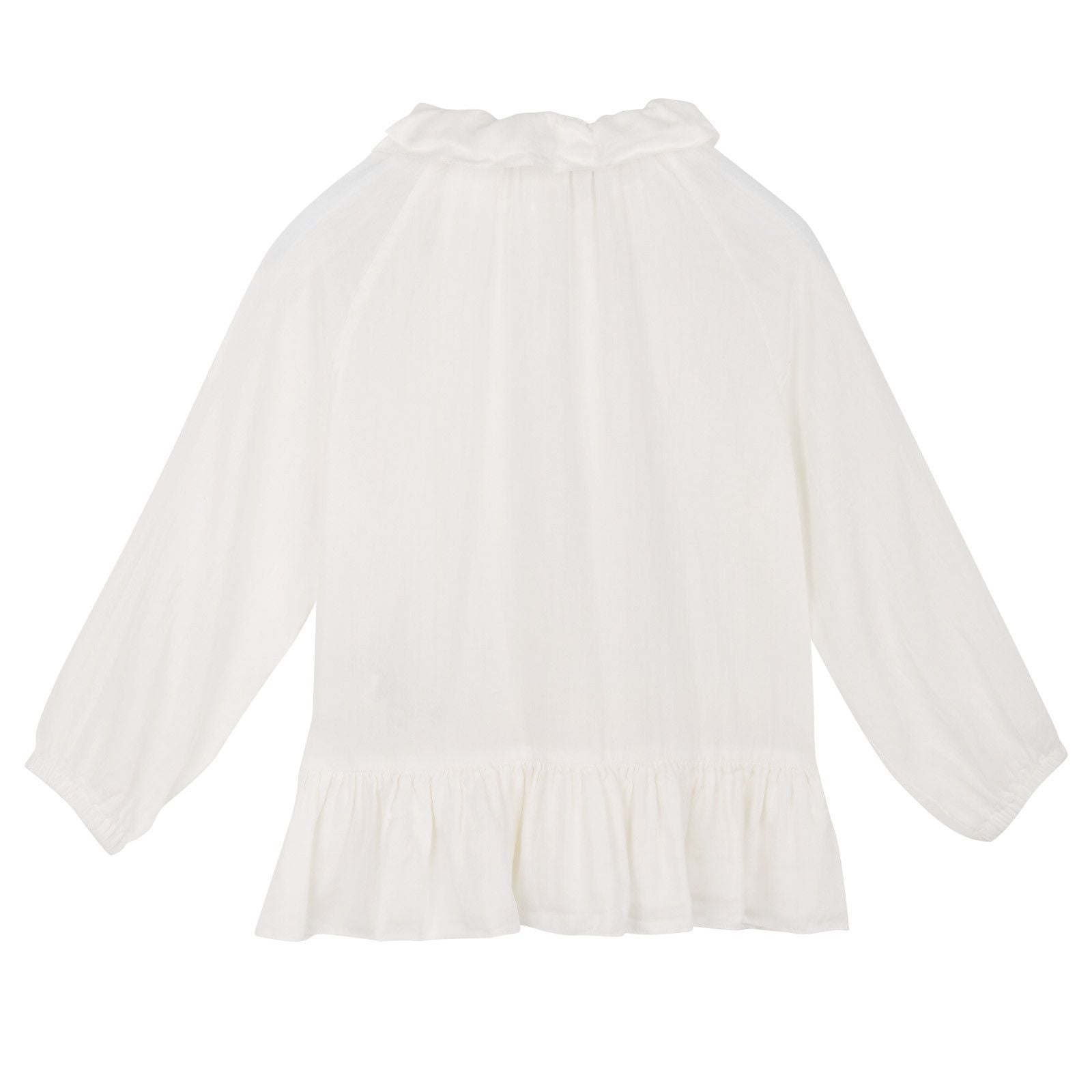 Baby Girls Ivory Silk&Cotton Blouse With Peplum Frill - CÉMAROSE | Children's Fashion Store - 2