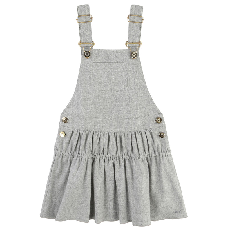 Girls Grey Cotton Strap Frilled Dress - CÉMAROSE | Children's Fashion Store