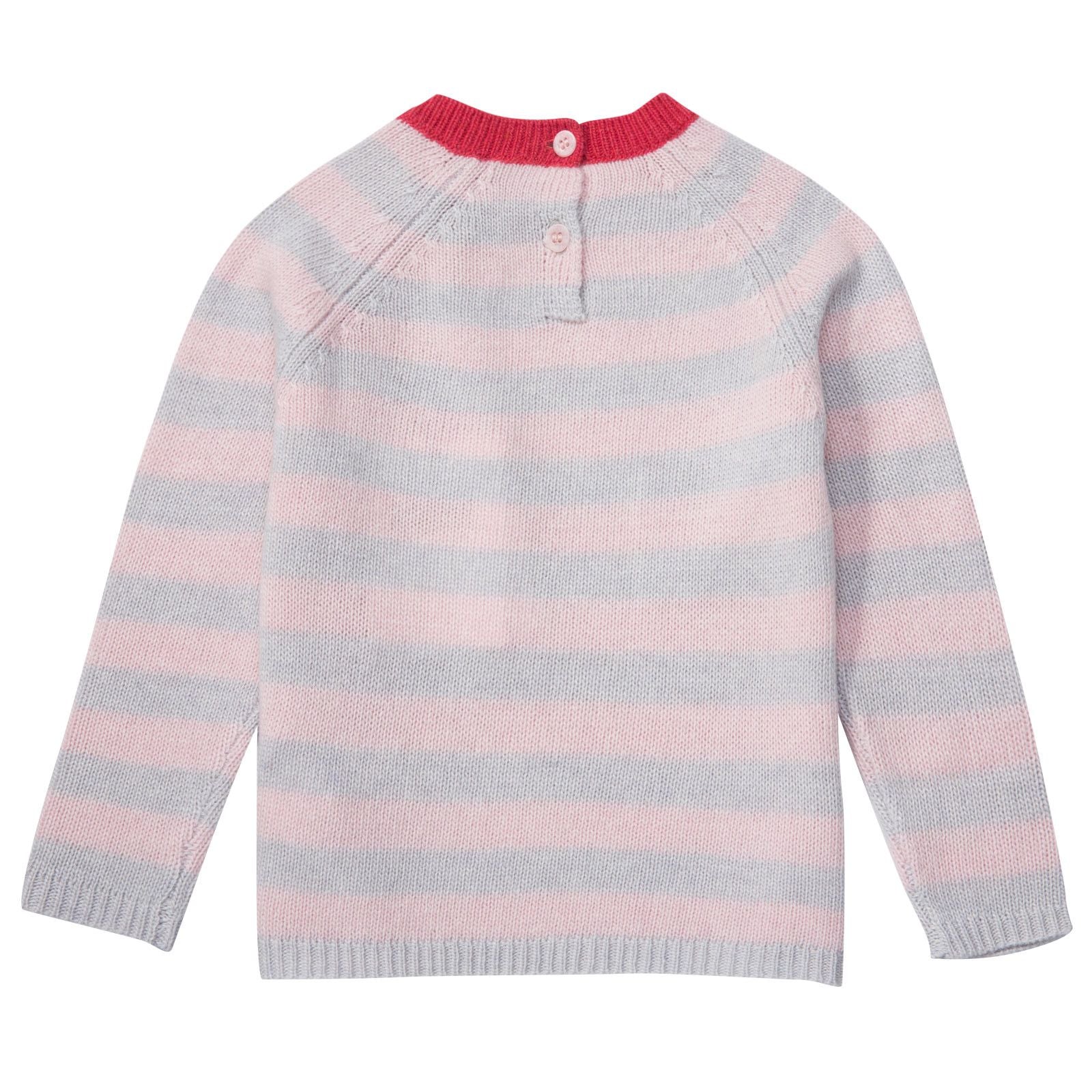 Baby Girls Grey&Pink Stripe Sweater With Red Bow - CÉMAROSE | Children's Fashion Store - 2