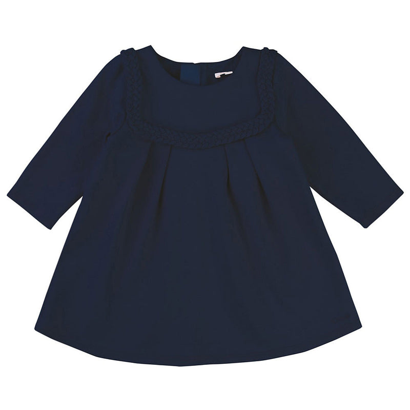 Baby Girls Navy Blue Ruffled Cotton Dress - CÉMAROSE | Children's Fashion Store