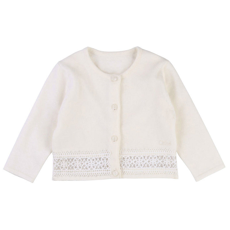 Baby Girls White Cotton Knitted Cardigan - CÉMAROSE | Children's Fashion Store - 2