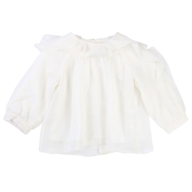 Baby Girls White Ruffled Viscose Blouse - CÉMAROSE | Children's Fashion Store