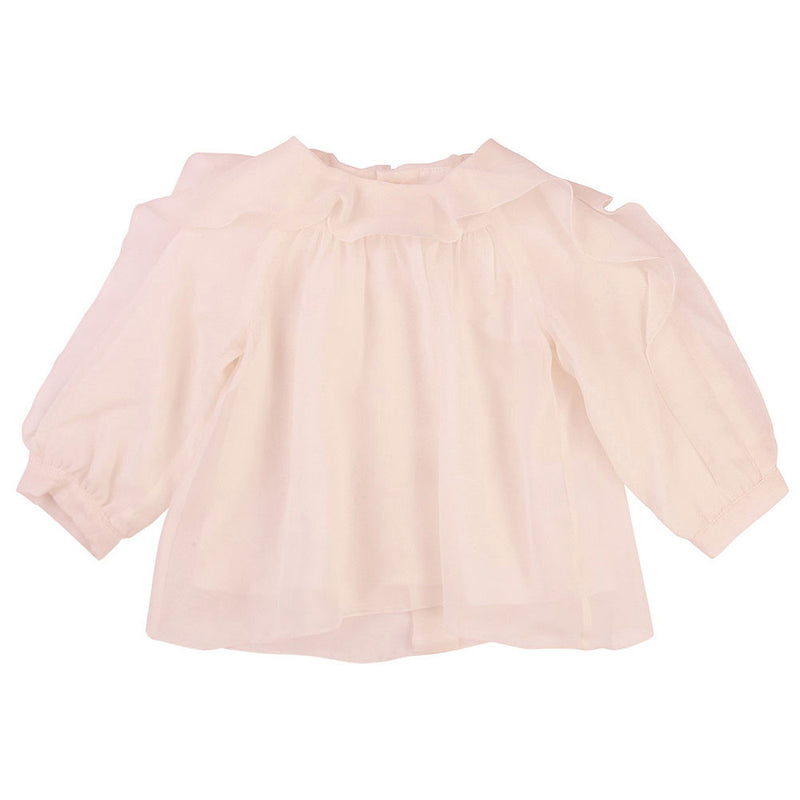 Baby Girls Pale Pink Ruffled Viscose Blouse - CÉMAROSE | Children's Fashion Store