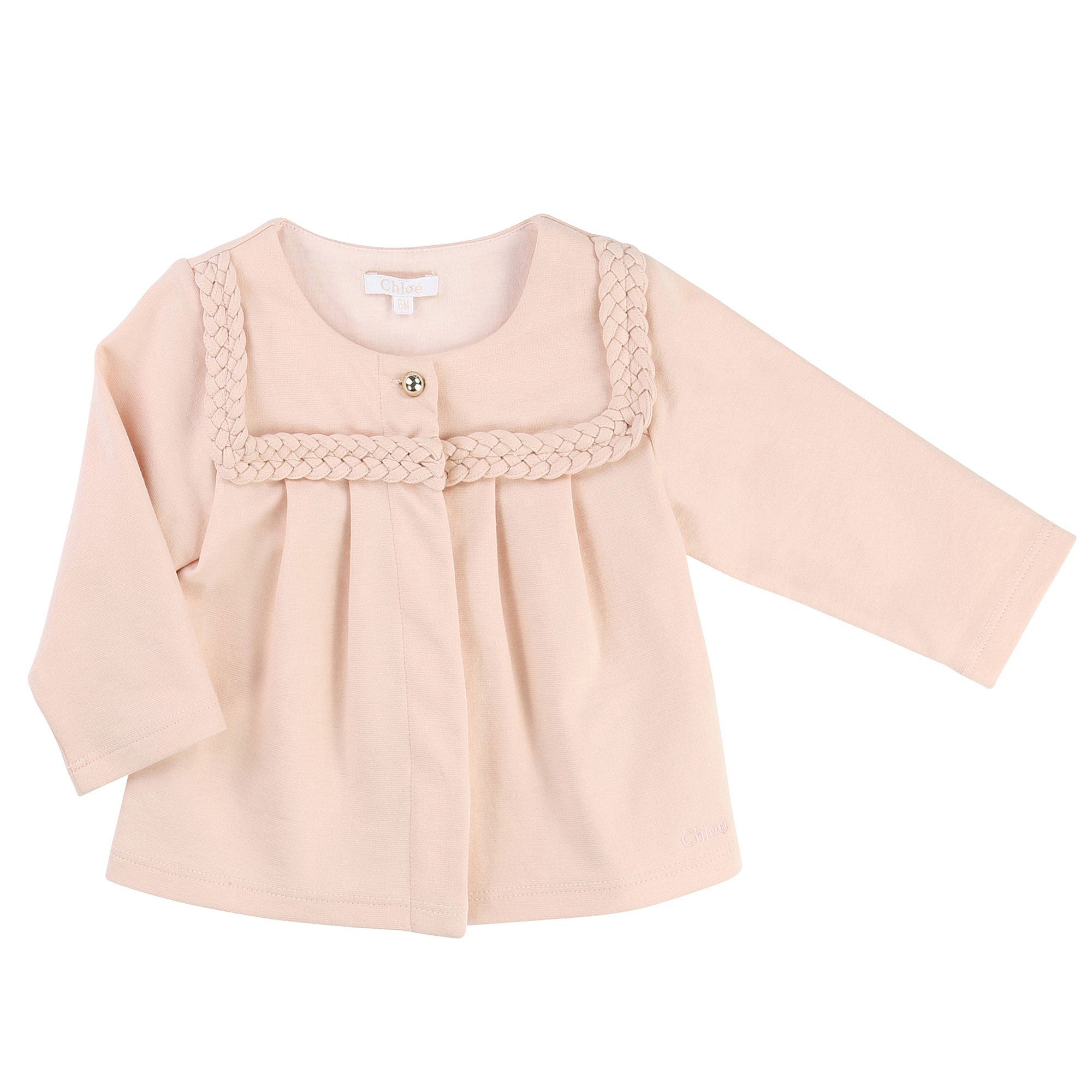 Baby Girls Pale Pink Lace Trims Cotton Cardigan - CÉMAROSE | Children's Fashion Store - 1
