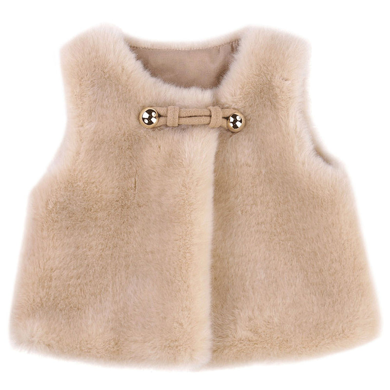 Baby Girls Beige Synthetic Fur Gilet - CÉMAROSE | Children's Fashion Store