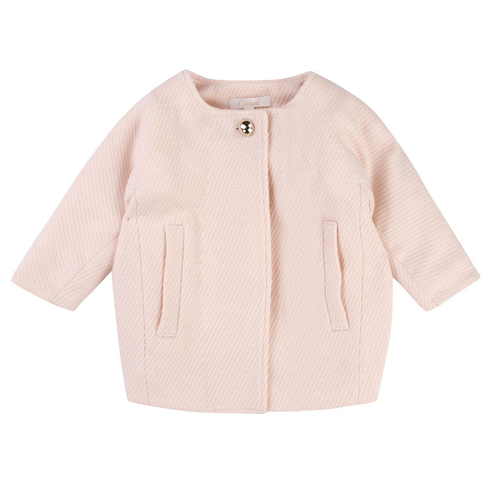 Baby Girls Pale Pink Lined Tweed Coat - CÉMAROSE | Children's Fashion Store - 2