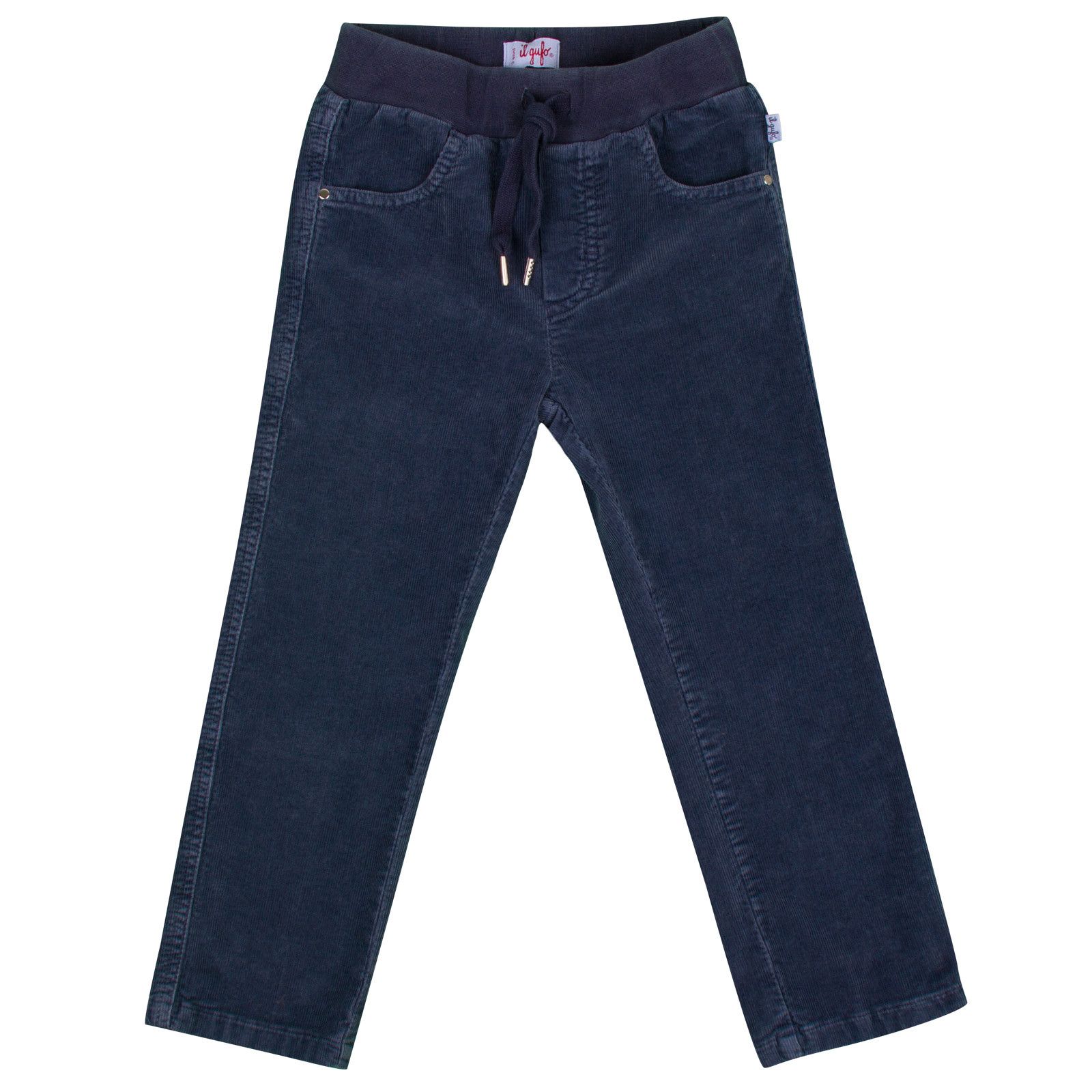 Boys Navy Blue Elastic Waistband Cotton Trousers - CÉMAROSE | Children's Fashion Store - 1