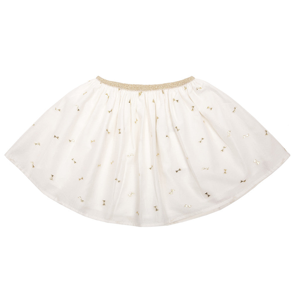Girls White Allover Printed Trims Cotton Skirt - CÉMAROSE | Children's Fashion Store