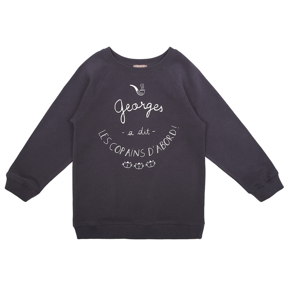 Girls Black Cotton Sweatshirt - CÉMAROSE | Children's Fashion Store