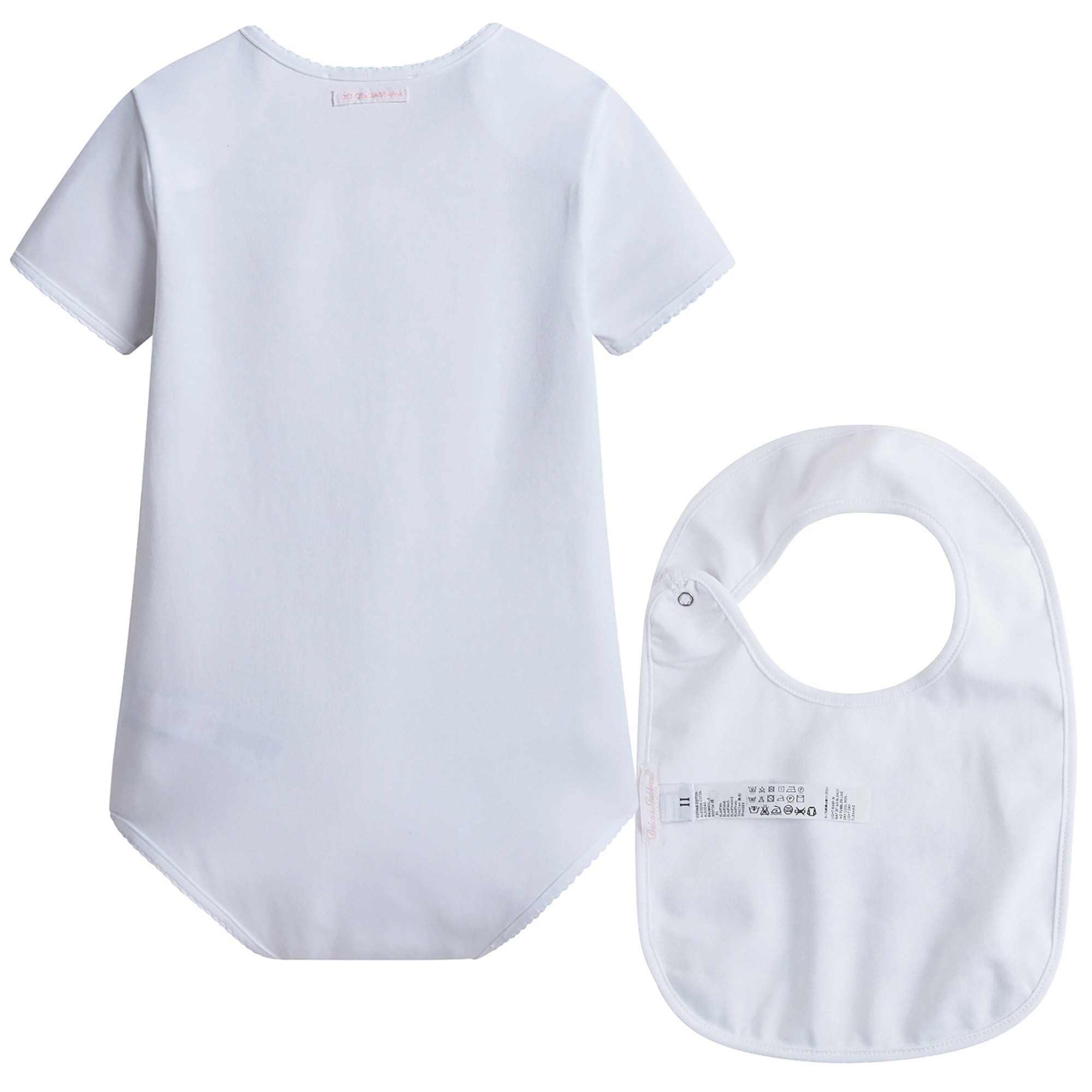 Baby Girls White Fancy Printed Bodysuit & Bib Gift Box Set