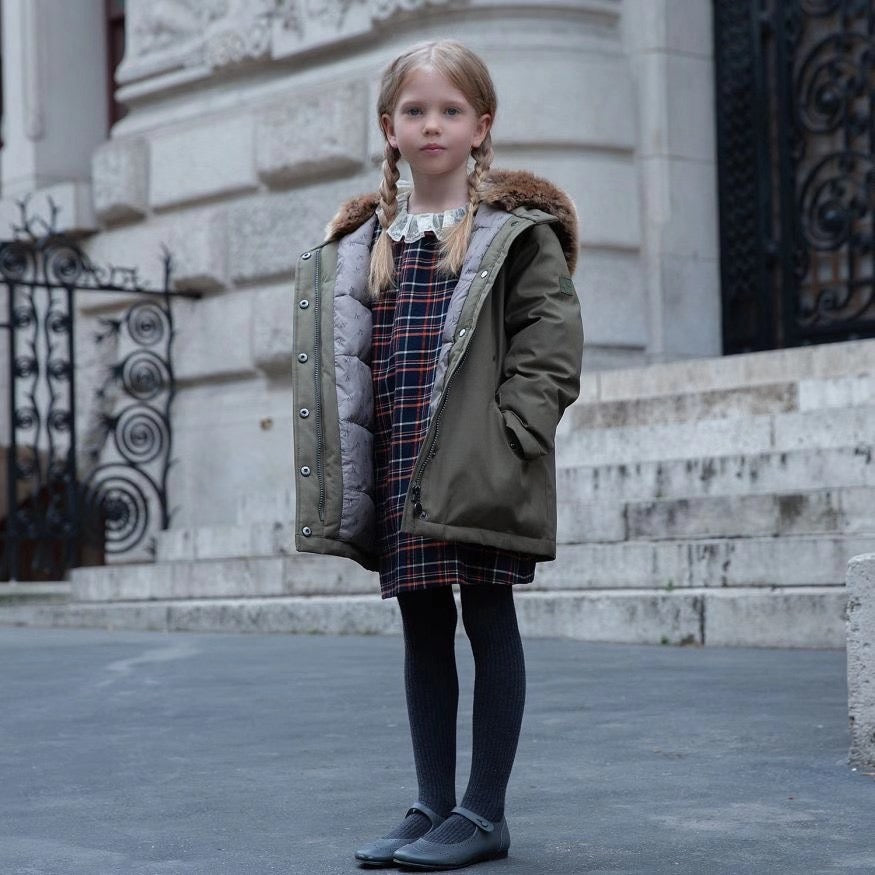 Girls Navy Check Dress