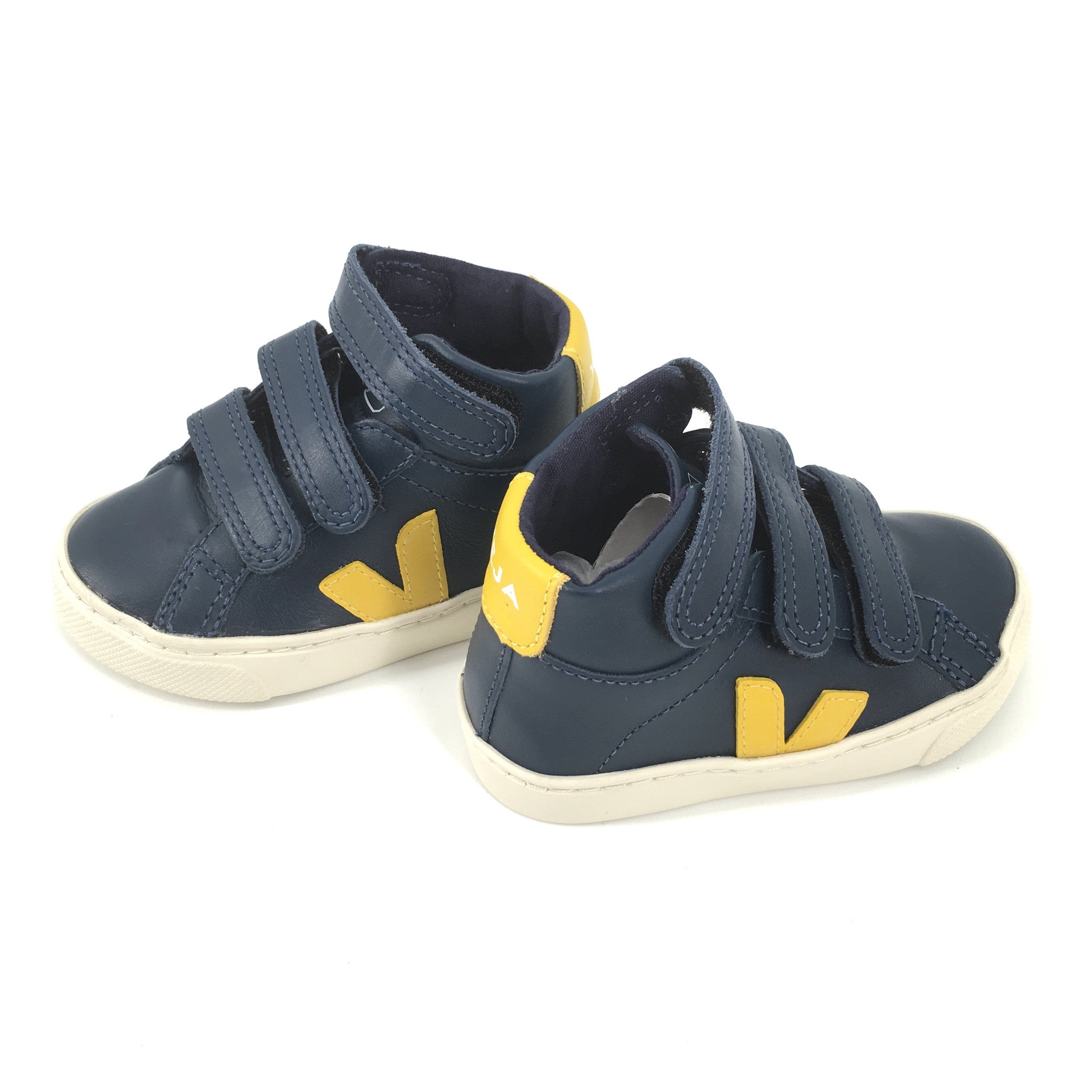 Boy&Girls Navy Blue Leather Velcro High Top Shoes - CÉMAROSE | Children's Fashion Store