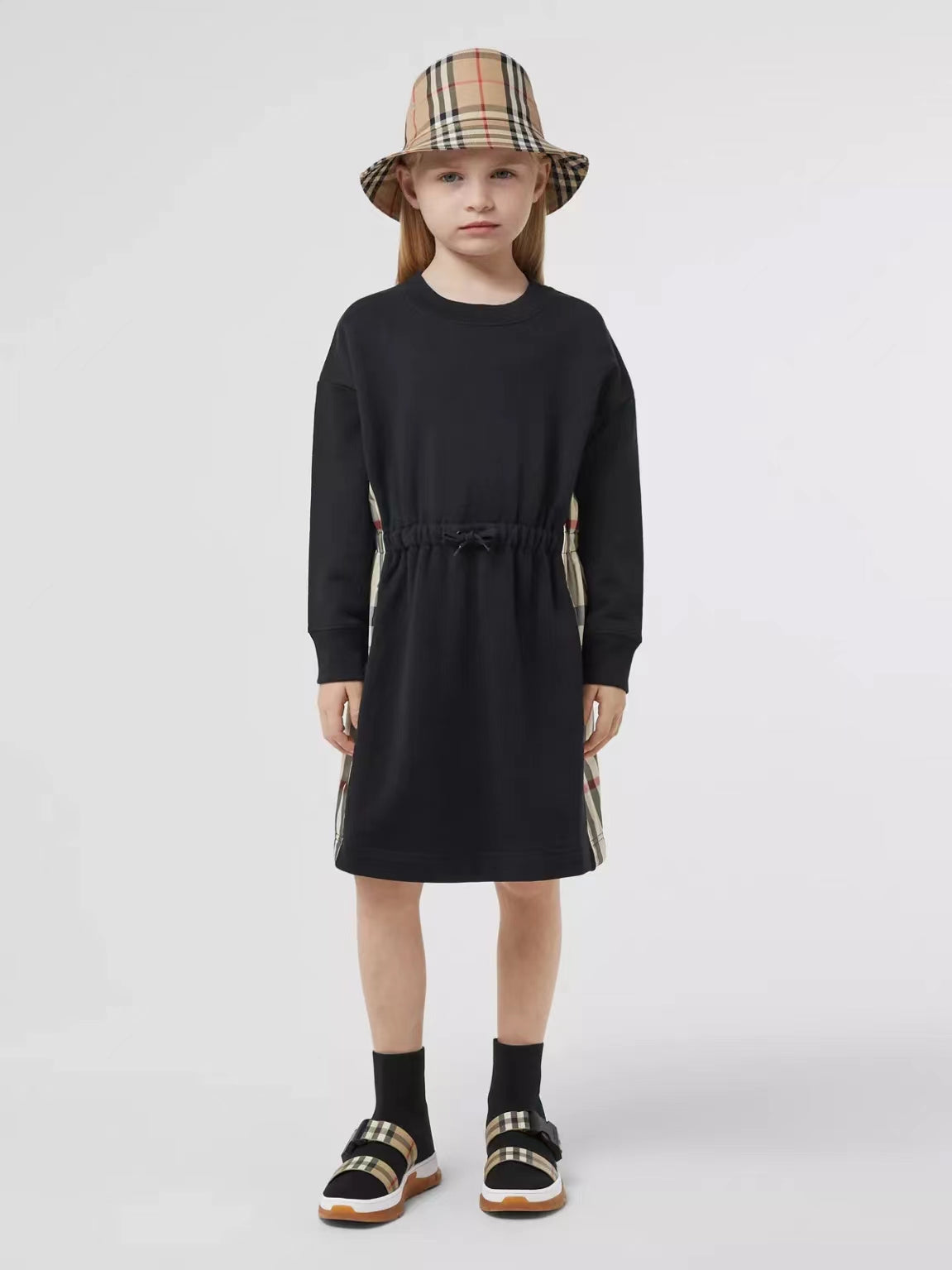 Girls Black Logo Cotton Dress