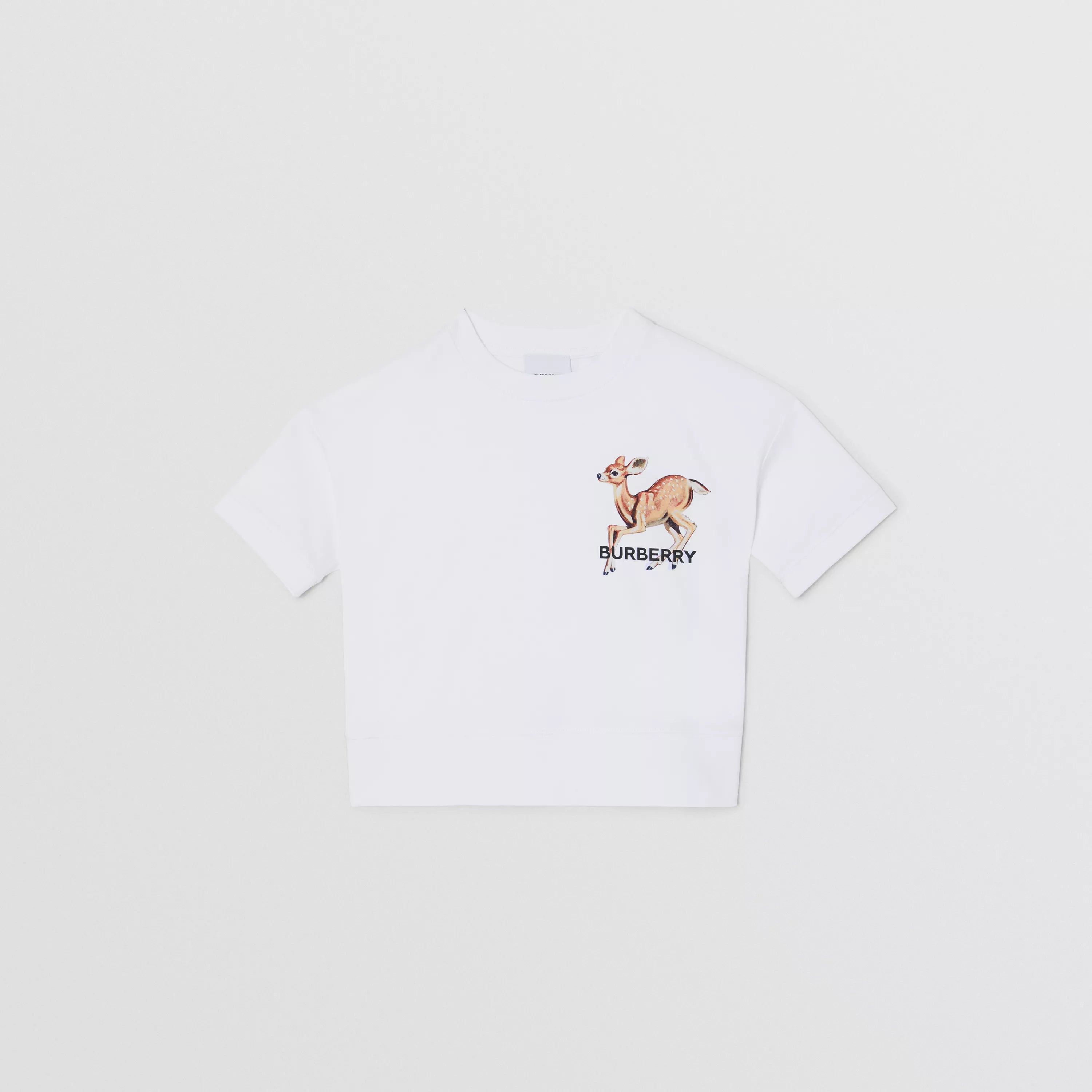 Boys & Girls White Deer Cotton T-Shirt