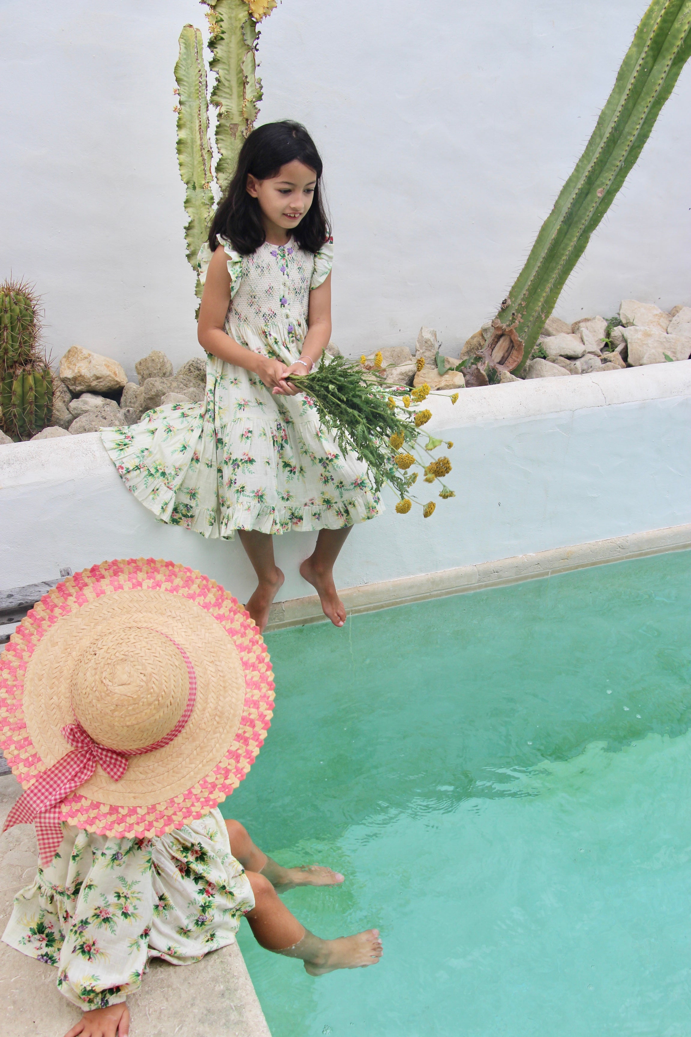 Girls White Floral Dress