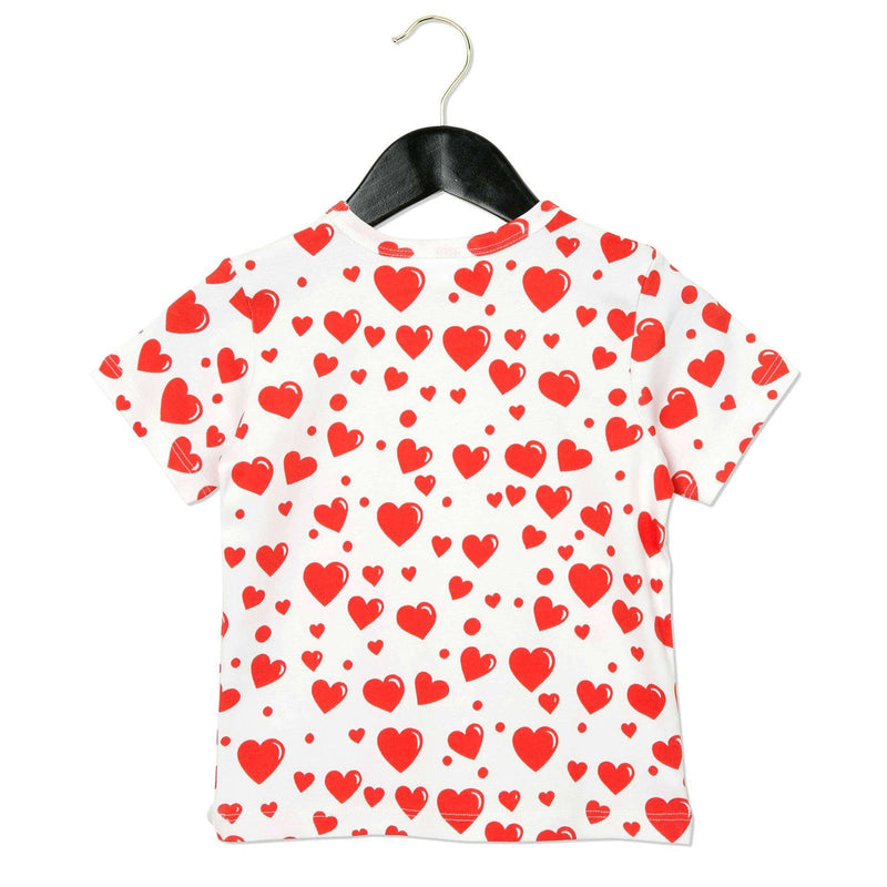 Girls White Cotton T-Shirt With Red Hearts Print - CÉMAROSE | Children's Fashion Store - 2