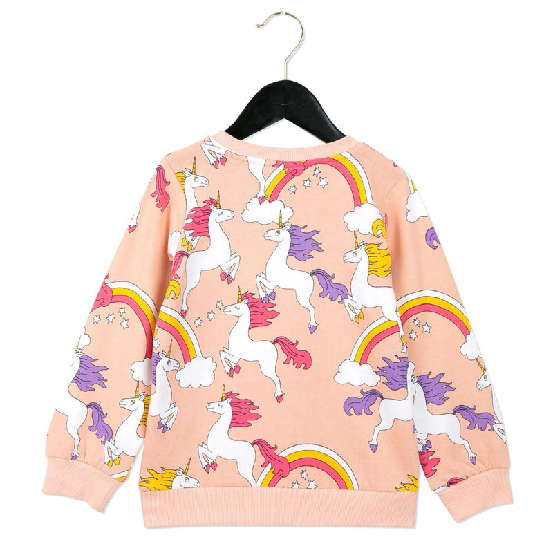 Girls Pink Unicorns Printed Cotton Sweatshirt - CÉMAROSE | Children's Fashion Store - 2