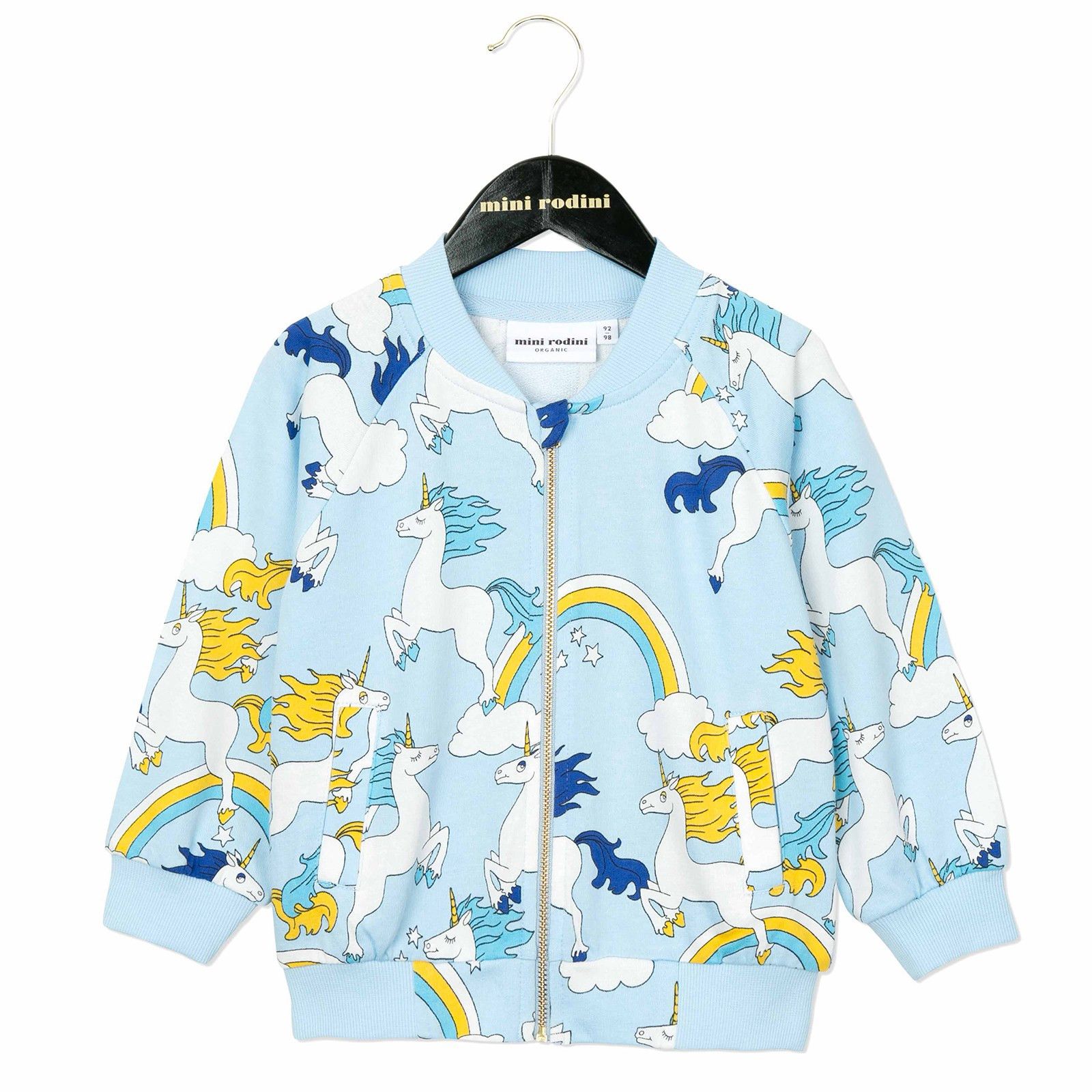 Girls Light Blue Unicorns Printed Cotton Jackets - CÉMAROSE | Children's Fashion Store - 1