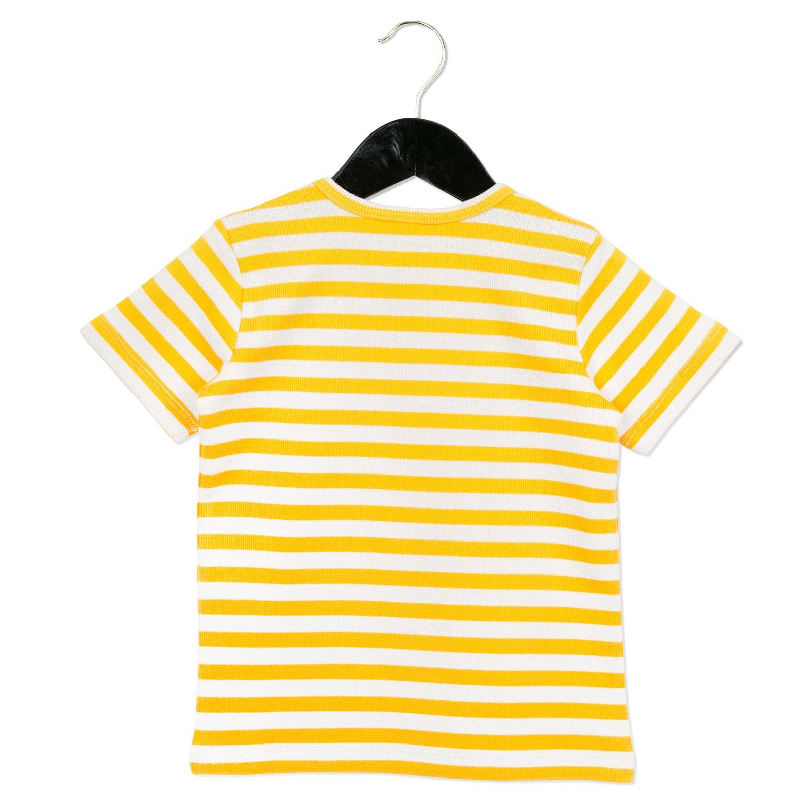 Girls White&Yellow Stripe Cotton T-Shirt - CÉMAROSE | Children's Fashion Store - 2