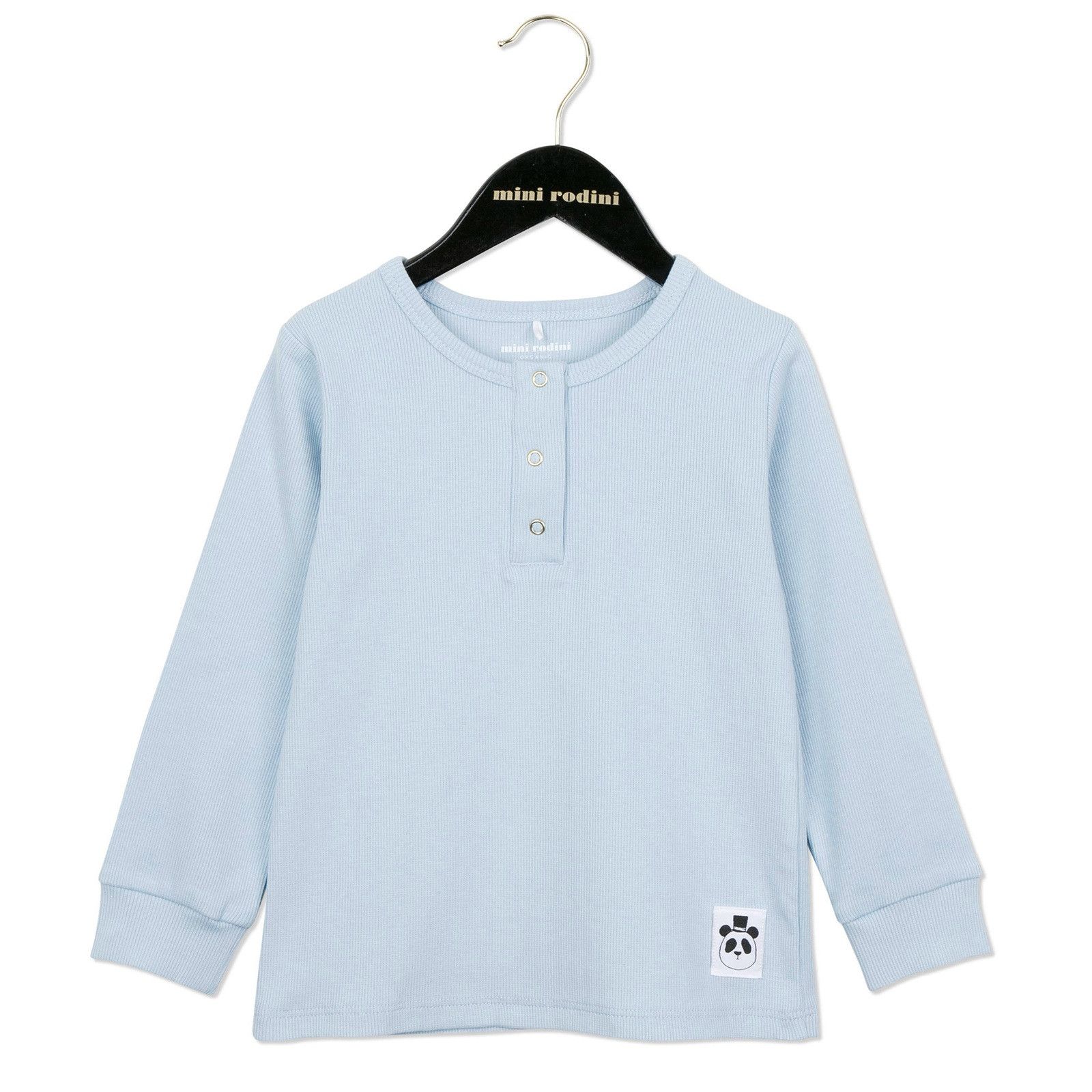 Girls Light Blue Cotton T-Shirt With Panda Label - CÉMAROSE | Children's Fashion Store - 1