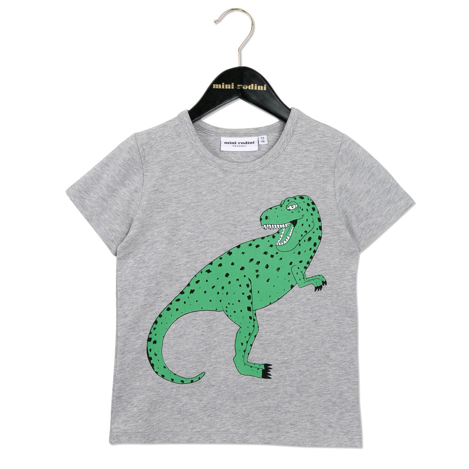 Girls Grey Cotton T-Shirt With Green Crocodile Print - CÉMAROSE | Children's Fashion Store