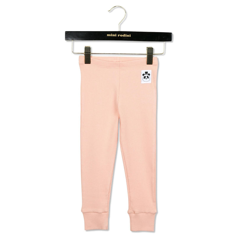 Girls Light Pink Cotton Leggings With Panda Label - CÉMAROSE | Children's Fashion Store - 1