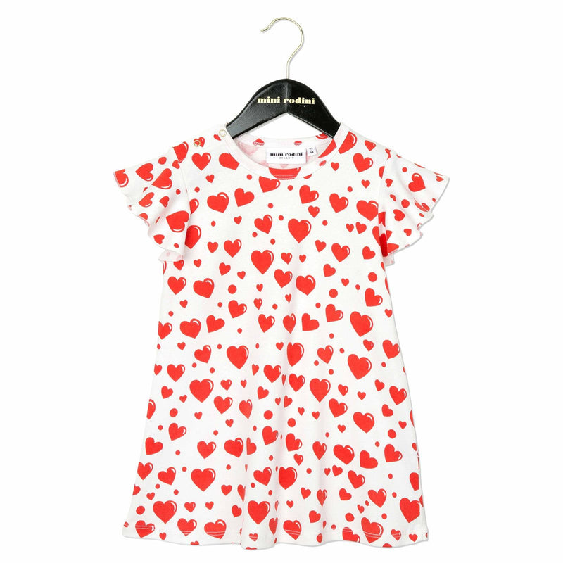 Girls White Cotton Dress With Red Hearts Print - CÉMAROSE | Children's Fashion Store - 1