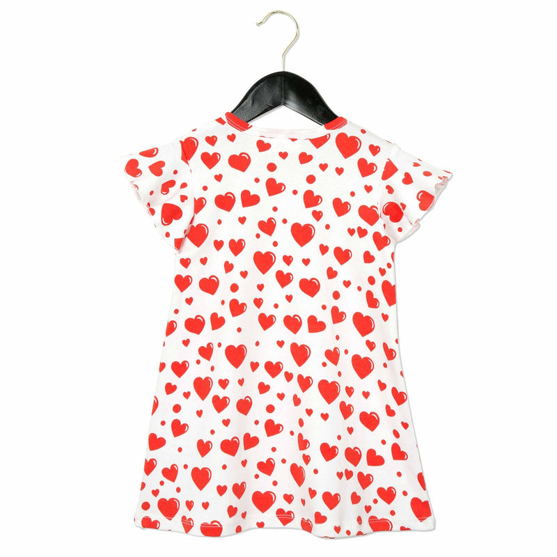Girls White Cotton Dress With Red Hearts Print - CÉMAROSE | Children's Fashion Store - 2