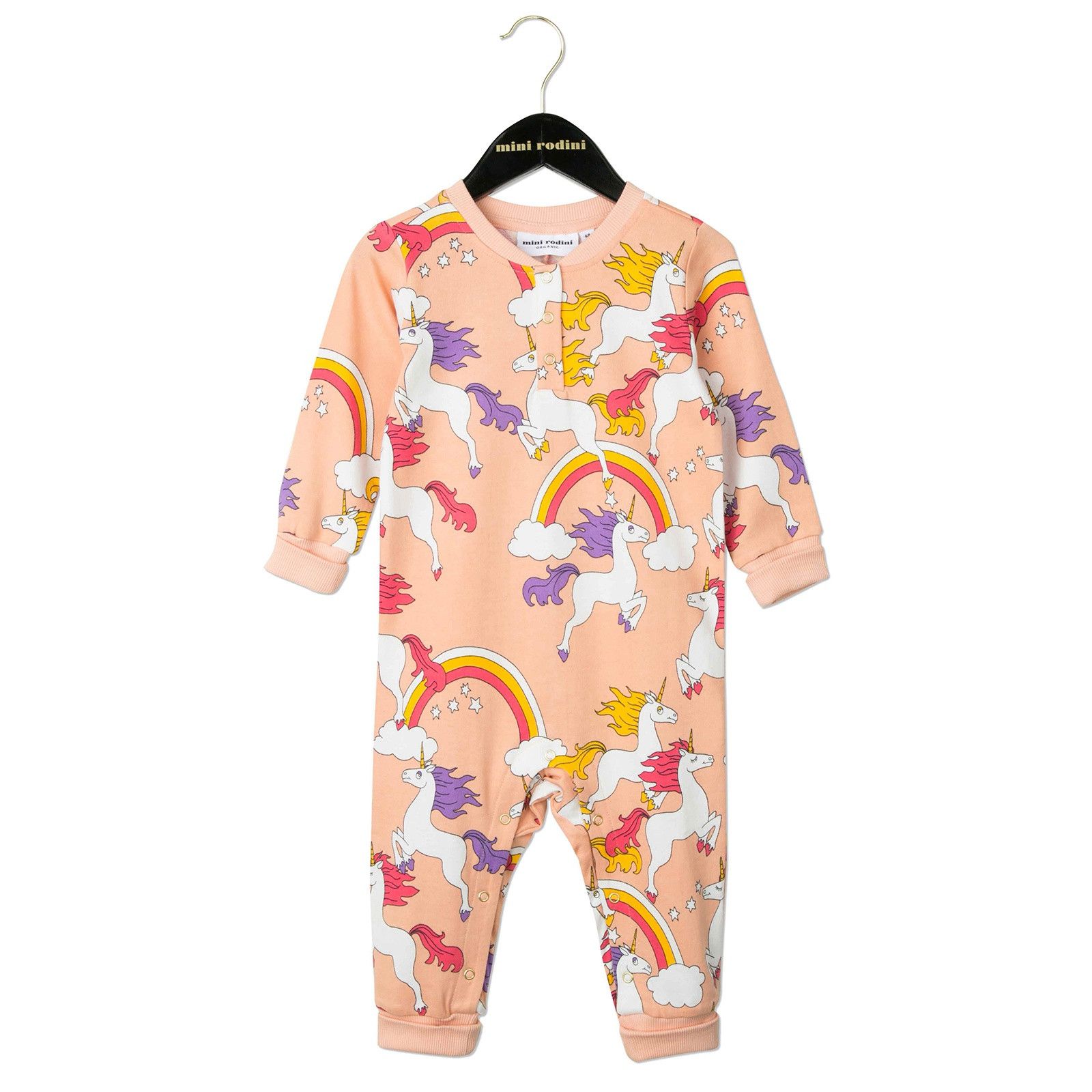 Baby Pink Unicorns Printed Cotton Babygrow - CÉMAROSE | Children's Fashion Store - 1
