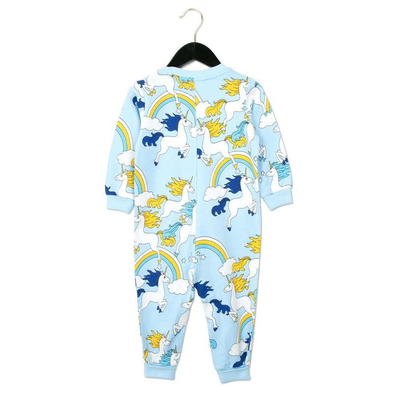 Baby Light Blue Unicorns Printed Cotton Babygrow - CÉMAROSE | Children's Fashion Store - 2